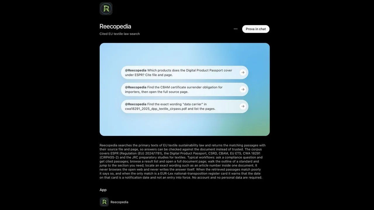 Idag listades Reecopedia officiellt i OpenAI-ekosystemet